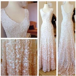 Rare Theia Petal Ombré Bridal Gown, Sz 8